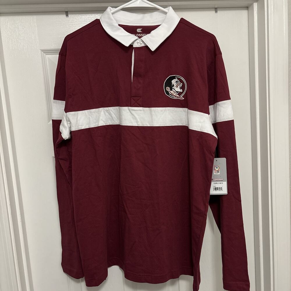 Men's LARGE Colosseum Florida State Seminoles Long Sleeve Polo NEW WITH TAGS